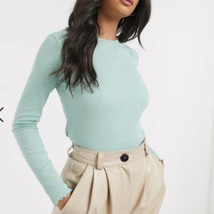 ASOS Warehouse Ribbed Long Sleeved Top